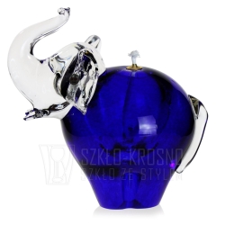 Duża szklana rzeźba ŚWIECZNIK - Słoń z uniesioną trąbą