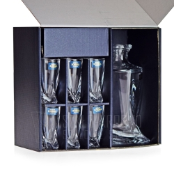 Ekskluzywny zestaw do wódki , likieru Bohemia Quadro 6+1 KRYSZTAŁ