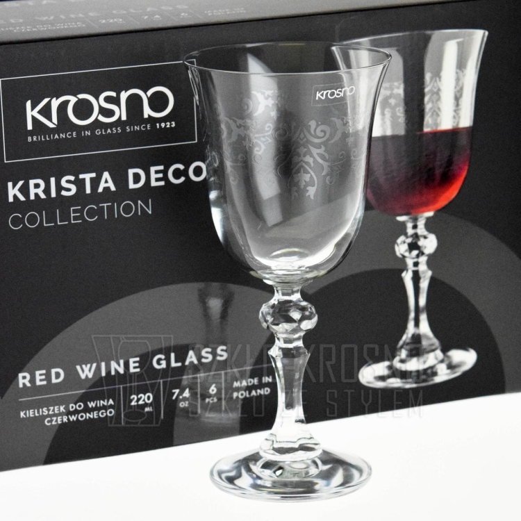 Kieliszki do wina czerwonego KROSNO Prestige KRISTA-DECO 220ml