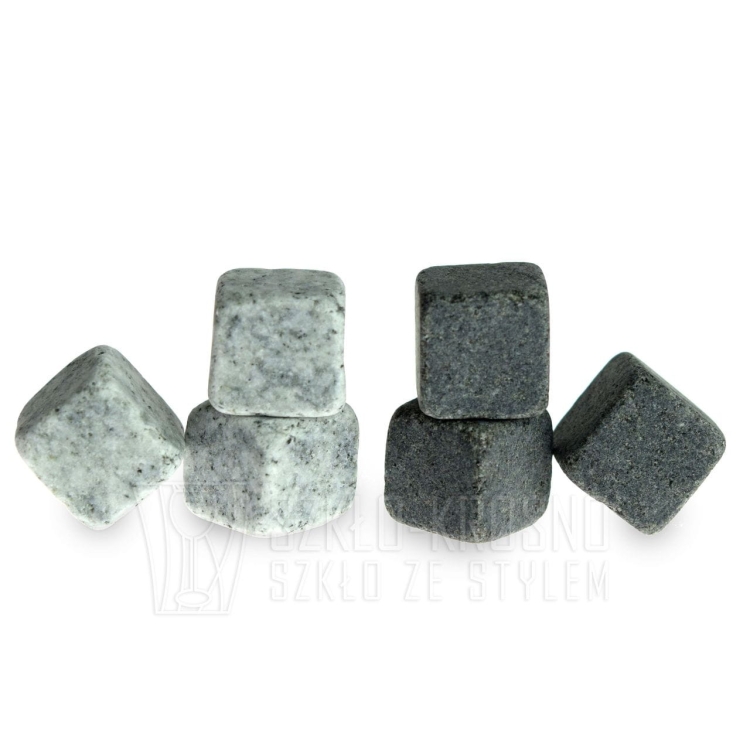 WHISKY STONES - kamienie do drinków 6 sztuk - ciemno szare z NATURALNEGO GRANITU *