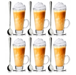 Komplet szklanek do kawy, latte 250 ml + łyżeczki GRATIS