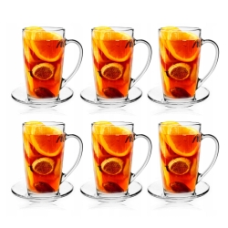 Szklanki kubki z uchem do kawy herbaty ALEX 400ml + SPODKI