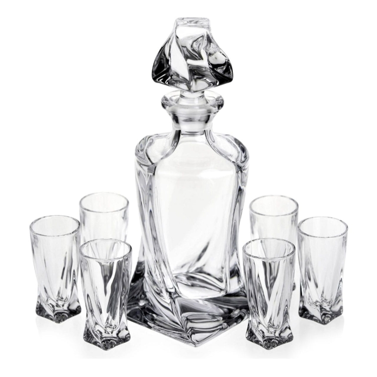 Ekskluzywny zestaw do wódki likieru Bohemia Quadro 6+1