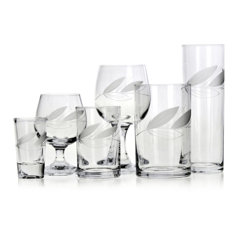Komplet szkła użytkowego, zdobiony kieliszki + szklanki 36 el. "Gałązka II"