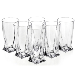 Ekskluzywne KRYSZTAŁOWE Szklanki Bohemia Quadro LONG 350 ml