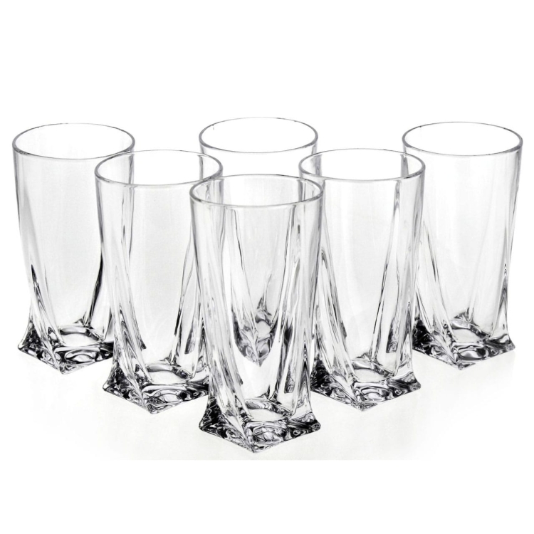 Ekskluzywne KRYSZTAŁOWE Szklanki Bohemia Quadro LONG 350 ml