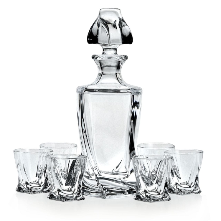 Kryształowy zestaw do wódki Bohemia Quadro 6+1