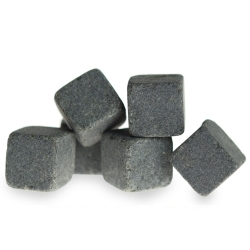WHISKY STONES - kamienie do drinków 6 sztuk - ciemno szare z NATURALNEGO GRANITU *