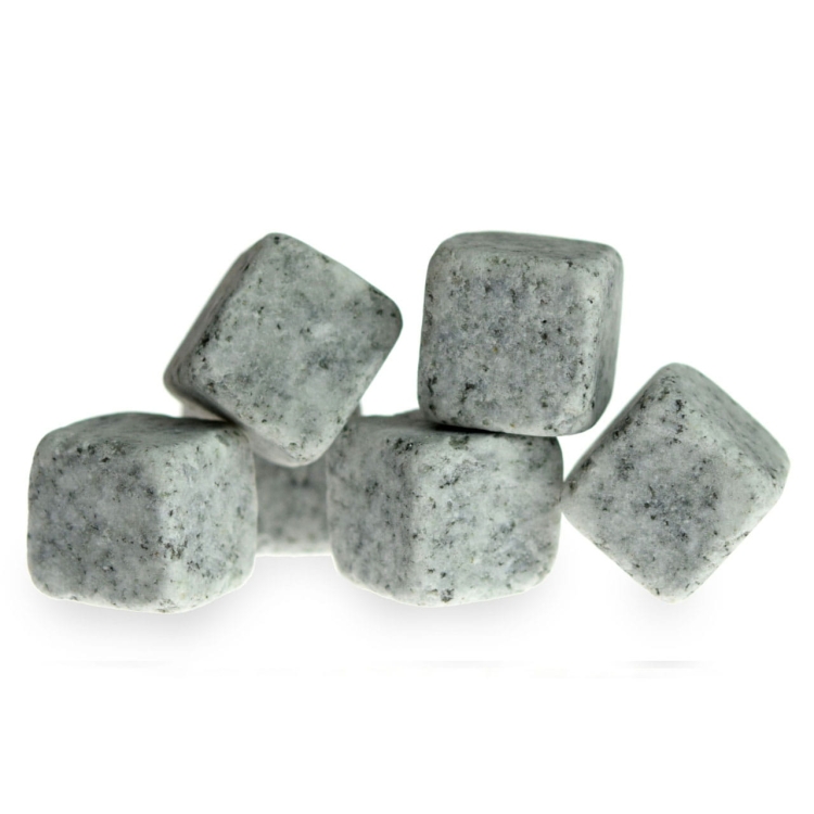 WHISKY STONES kamienie do drinków 6 sztuk - jasno szare z NATURALNEGO GRANITU *