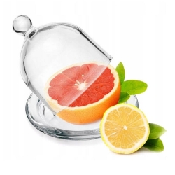 Szklany pojemnik z kloszem na cytrynę, pomidora