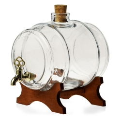 Szklana beczułka, antałek z kranikiem na bimber 2L Bezbarwna
