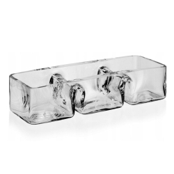 Duża szklana salaterka trójdzielna na orzeszki i przekąski 30x11x7cm