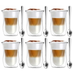 Szklanki termiczne do kawy latte Vialli Design Vita 300ml 6 szt. z łyżeczkami GRATIS