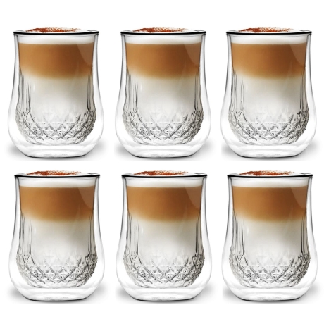 Przejdź do produktu Szklanki termiczne do kawy latte Vialli Design DIAMANTE 300ml  6 szt.