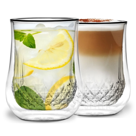 Przejdź do produktu Szklanki termiczne do kawy latte Vialli Design DIAMANTE 300ml  6 szt.