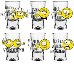 Kieliszki do wódki shotów z nadrukiem X 25ml - Humor Buźki Toasty
