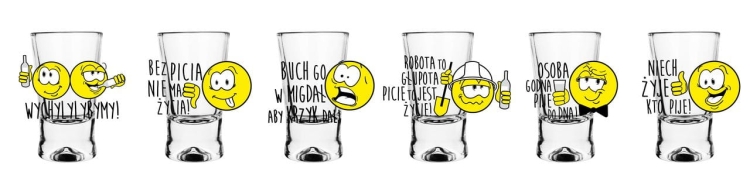 Kieliszki do wódki shotów z nadrukiem X 25ml - Humor Buźki Toasty