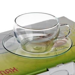 Filiżanki szklane z podstawką do kawy herbaty SIMAX Cup EVA 250ml