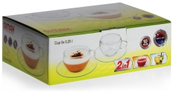 Filiżanki szklane z podstawką do kawy herbaty SIMAX Cup EVA 250ml