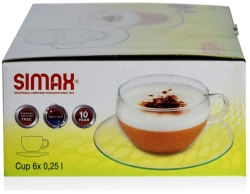 Filiżanki szklane z podstawką do kawy herbaty SIMAX Cup EVA 250ml