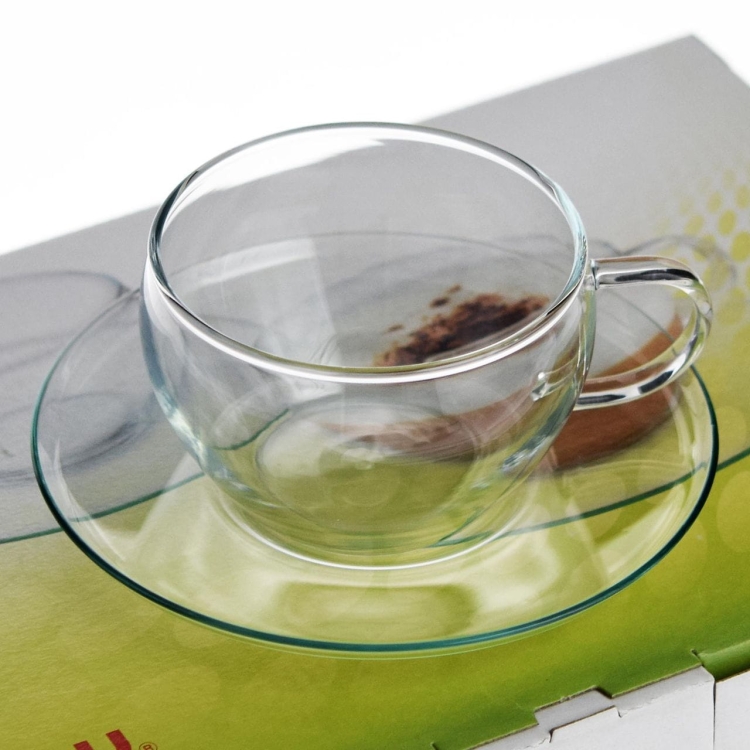 Filiżanki szklane z podstawką do kawy herbaty SIMAX Cup EVA 250ml