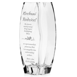 Piękny szklany wazon dekoracyjny 26cm z grawerem, na ślub, podziękowania