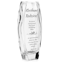 Piękny szklany wazon dekoracyjny 26cm z grawerem, na ślub, podziękowania