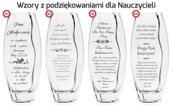 Piękny szklany wazon dekoracyjny 26cm z grawerem, na ślub, podziękowania