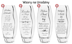 Piękny szklany wazon dekoracyjny 32cm z grawerem, na ślub, podziękowania