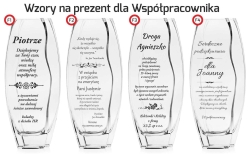 Piękny szklany wazon dekoracyjny 32cm z grawerem, na ślub, podziękowania