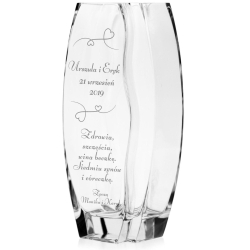 Piękny szklany wazon dekoracyjny 32cm z grawerem, na ślub, podziękowania