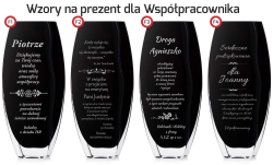 Piękny czarny nowoczesny szklany wazon dekoracyjny 32cm z grawerem, na ślub, podziękowania
