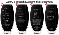 Piękny czarny nowoczesny szklany wazon dekoracyjny 32cm z grawerem, na ślub, podziękowania