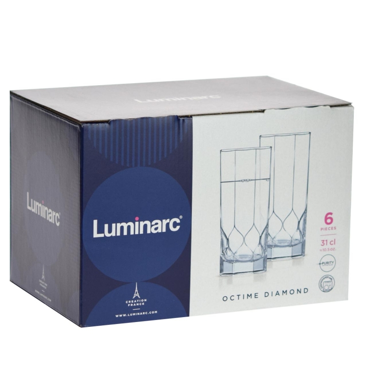 Komplet 6 szklanek wysokich Octime Diamond 310 ml LUMINARC