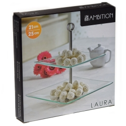 Szklana patera piramida 2 poziomy 21/25 cm Ambition