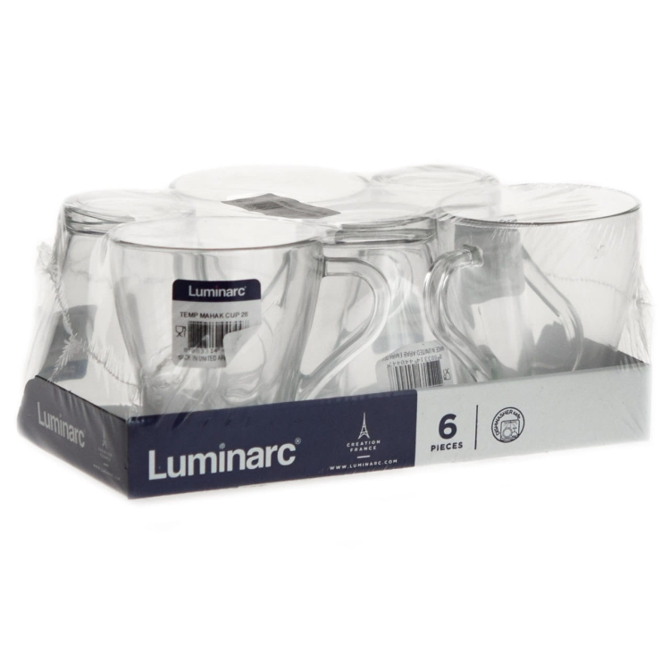 LUMINARC Mahak kubki przezroczyste szklanki do kawy herbaty 280 ml 6szt