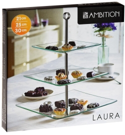 AMBITION Laura Patera kwadratowa trzypoziomowa 3-poziomowa 21/25/30 cm