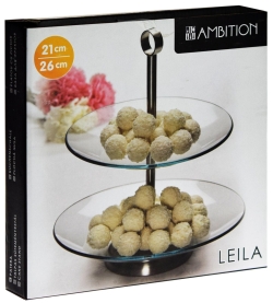 Patera szklana dwupoziomowa AMBITION Leila 25 cm 2-poziomowa