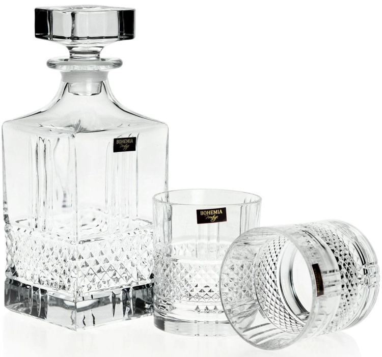 Kryształowy zestaw do whisky Bohemia Elegante 2+1