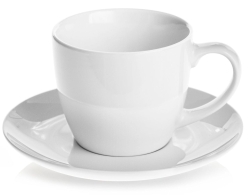 Ceramiczne FILIŻANKI 200 ml ze spodkami ⌀ 15 cm do kawy herbaty | BRUNO | komplet 6 szt. (12 elementów)