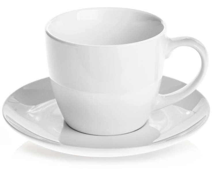 Ceramiczne FILIŻANKI 200 ml ze spodkami ⌀ 15 cm do kawy herbaty | BRUNO | komplet 6 szt. (12 elementów)