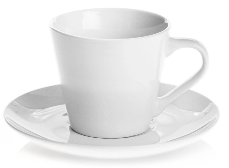 Ceramiczne FILIŻANKI 210 ml ze spodkami ⌀ 15 cm do kawy herbaty | MAJA | komplet 6 szt. (12 elementów)