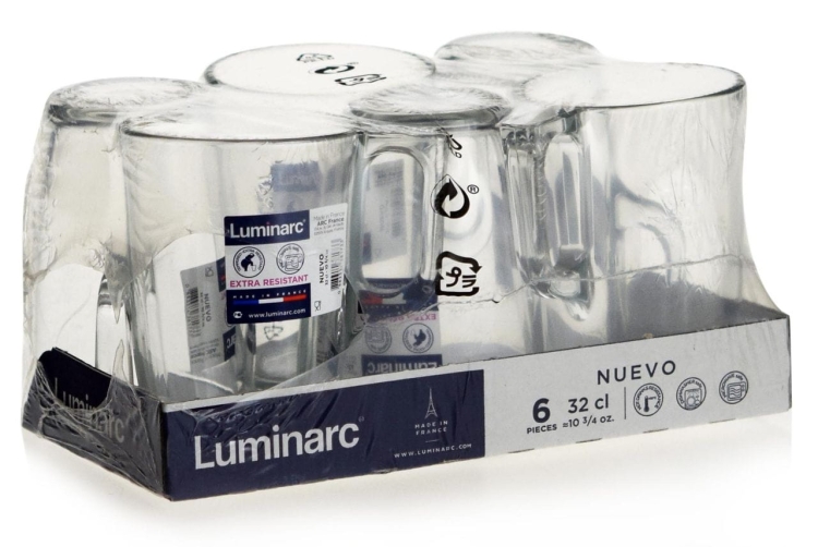 Solidne szklane kubki hartowane LUMINARC Nuevo 320 ml 6szt