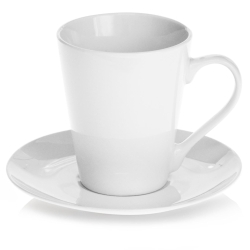 Ceramiczne KUBKI 250 ml ze spodkami ⌀ 15 cm do kawy herbaty | MAJA | komplet 6 szt. (12 elementów)