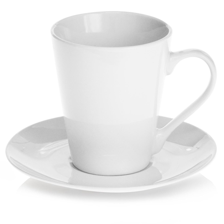 Ceramiczne KUBKI 250 ml ze spodkami ⌀ 15 cm do kawy herbaty | MAJA | komplet 6 szt. (12 elementów)