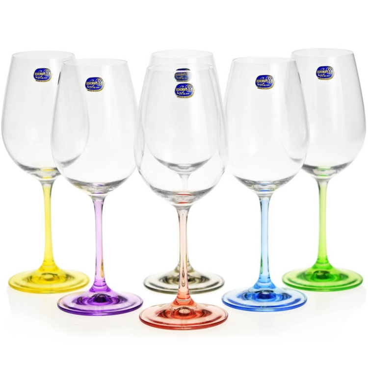 Kolorowe kieliszki do wina, wody BOHEMIA Rainbow 350ml