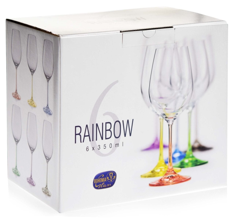 Kolorowe kieliszki do wina, wody BOHEMIA Rainbow 350ml