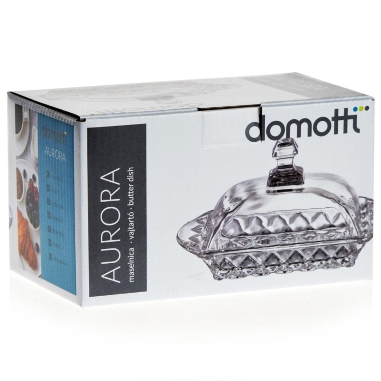 Szklana maselnica z pokrywką maselniczka DOMOTTI Aurora 17 x 10,5 cm
