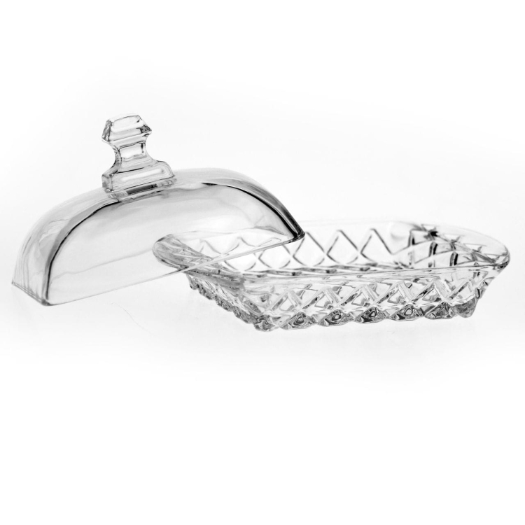 Szklana maselnica z pokrywką maselniczka DOMOTTI Aurora 17 x 10,5 cm