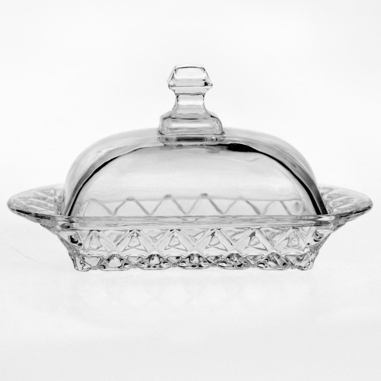 Szklana maselnica z pokrywką maselniczka DOMOTTI Aurora 17 x 10,5 cm